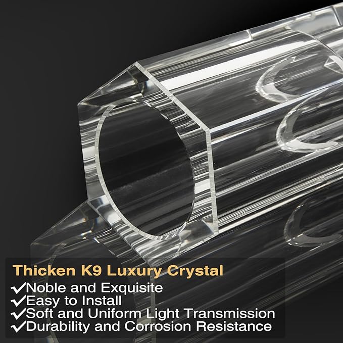 Crystal Wall Sconces Set of Two, 13'' Modern Brass Sconces Lighting with K9 Crystal Lampshade, Indoor Large Brass Wall Light Fixtures for Living Room Bathroom Hallway Stairs Bedroom