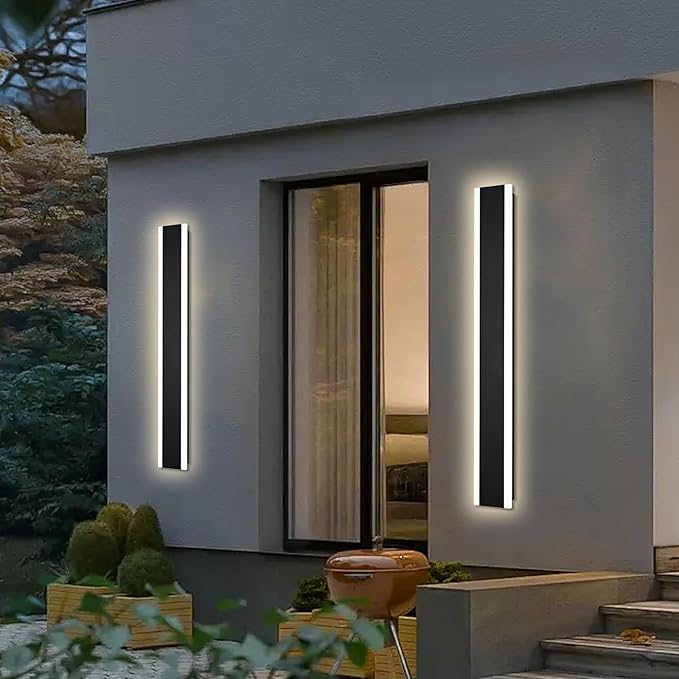 2PCS 40in LED Long Wall Light, Outdoor Wall Light Fixtures,Dimmable Wall Sconce Long LED Linear, Exterior Front Porch Light 3000-6000k,Outdoor Light Fixtures Wall Mount for Courtyard Exterior