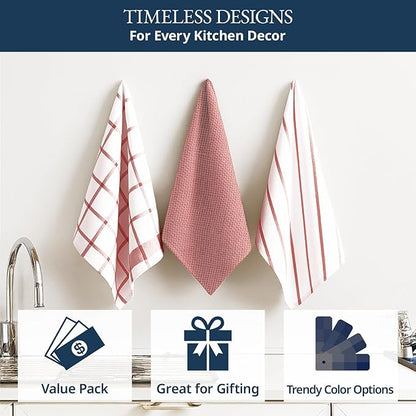 LANE LINEN 100% Cotton Kitchen Towels Set, Quick-Drying Dish Towels, Tea Towels