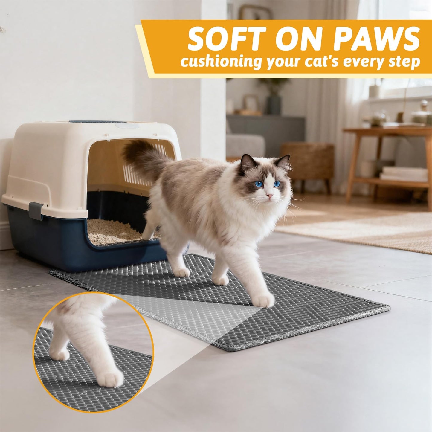 Pieviev Cat Litter Mat Double Layer Waterproof Urine Proof Trapping Mat 1 Pack (Gray, 24x15 Inch (Pack of 1))