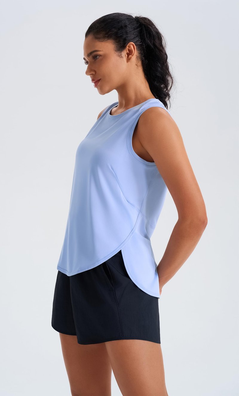 JOYSPELS Ice Silk Workout Tank Tops for Women Cool Sleeveless Loose Fit Yoga Shirts Light Blue