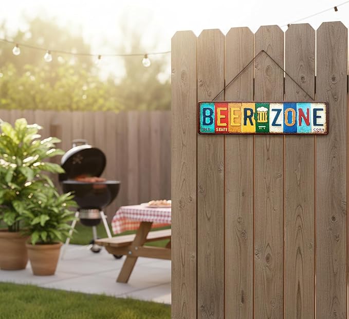 Beer Zone All-Aluminum Metal Sign – Vintage Wall Decor for Home Bar, Man Cave, Patio, Pub, Basement, Game Room Decorations – 16 x 4 Inch
