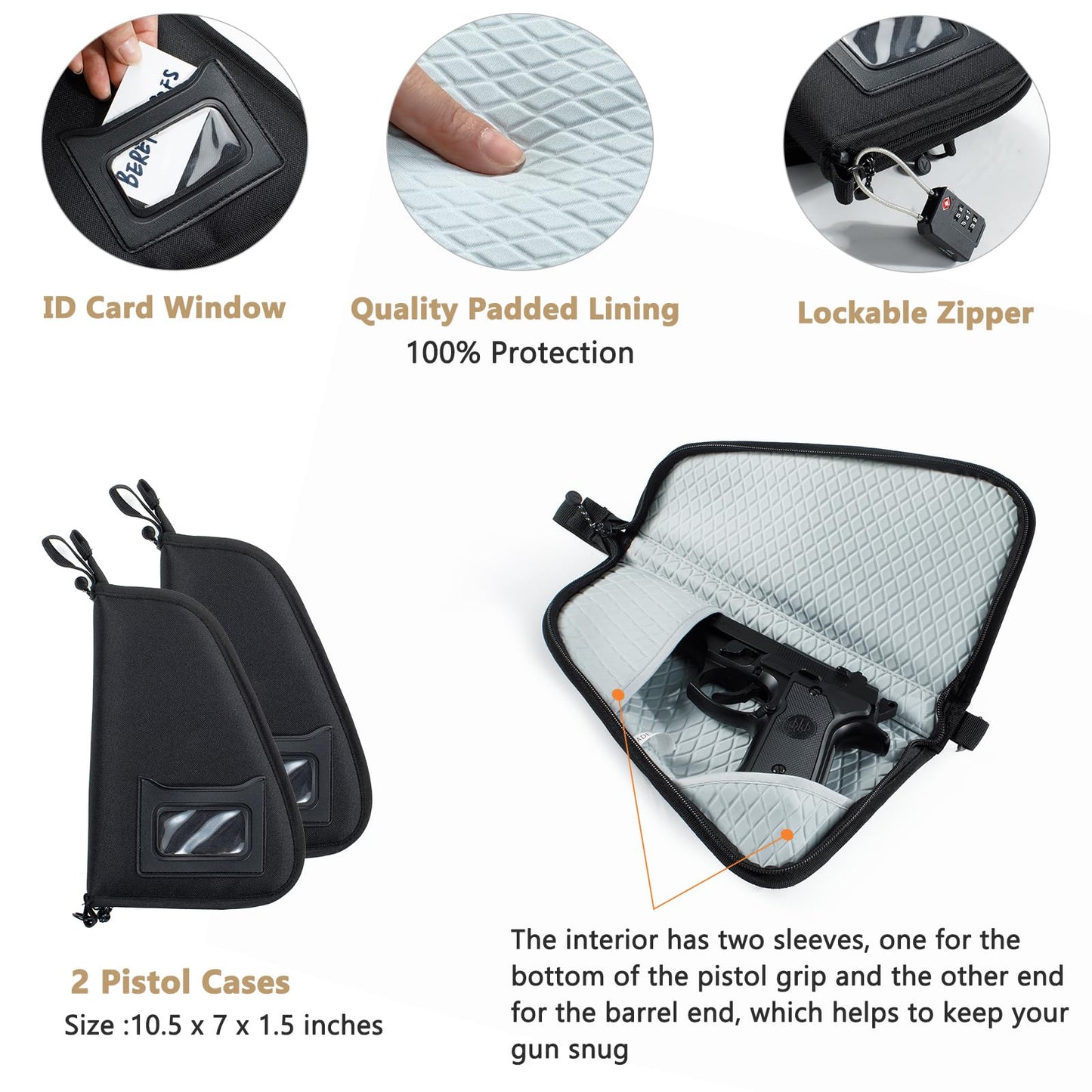 VIGEGARI Large Pistol Range Bag Shooting - Tactical Gun Range Bag with 2 Pistol Cases, Gun Bags for Handguns, Womens Gun Bag for Men, Gun Carrying Duffle Bag for Gun Accessories