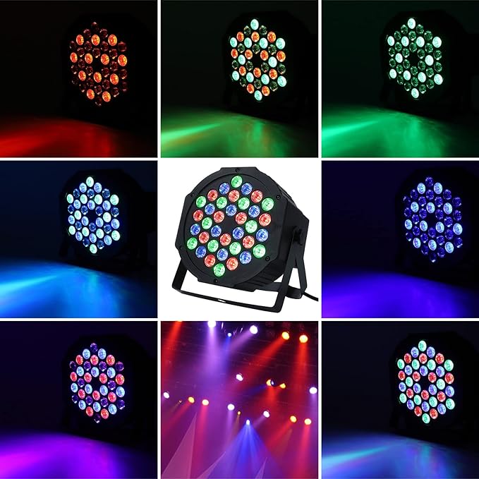 Dj Lights, 6 Pack 36 LED Par Lights Stage Lights with Sound Activated Remote Control & DMX Control, Stage Lighting Uplights for Wedding Club Music Show Christmas Holiday Party Lighting
