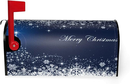 Christmas Mailbox Covers Blue Winter Snowflake Tree Magnetic Letter Post Box Cover Standard Size 25.5 x 21 Inch Garden Yard Home Decorative