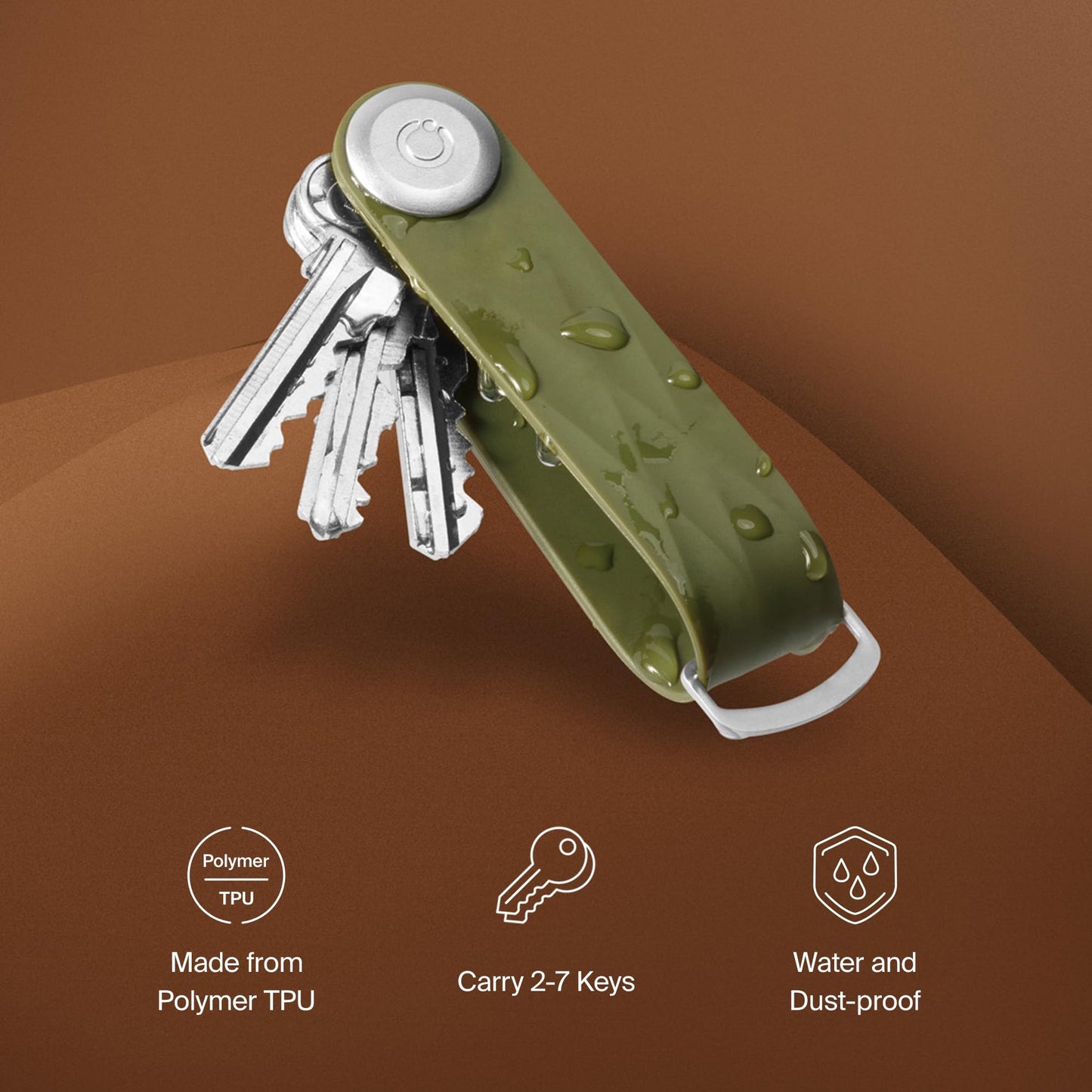 Orbitkey Active Key Organizer Lite – Durable Holder with Elastic Polymer Band, Carabiner Ring & Secure Locking Mechanism – Slim Pocket-Friendly Keychain for Everyday Carry & Travel (Midnight Blue)