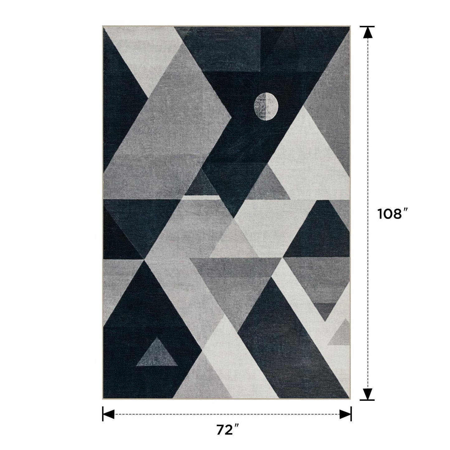 Joydeco 6x9 Washable Modern Rug for Living Room, Non-Slip Geometric Area Rug Low Pile Soft Carpet for Bedroom, Dining Room, Home Office, Pet & Child Friendly, White&Gray&Dark Gray