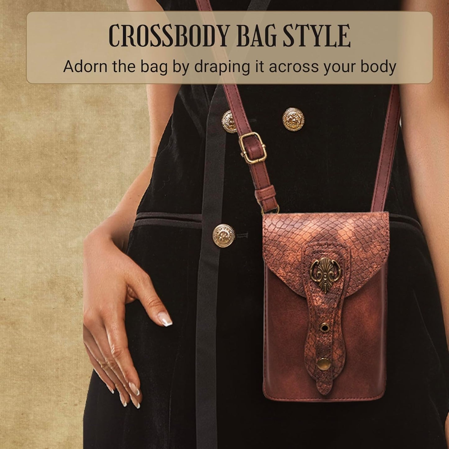 Medieval Leather Belt Pouch – Versatile Renaissance Bag for Ren Faire, Crossbody Cell Phone Holder, and Fairy Accessories - Brown Viking