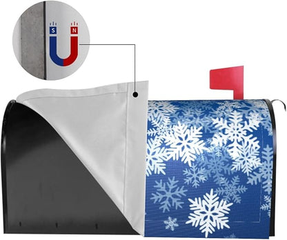 DADABULIU Mailbox Covers Snowflake Blue Winter Christmas Magnetic Letter Post Box Cover Standard Size 21 x 18 Inch Garden Yard Home Decorative