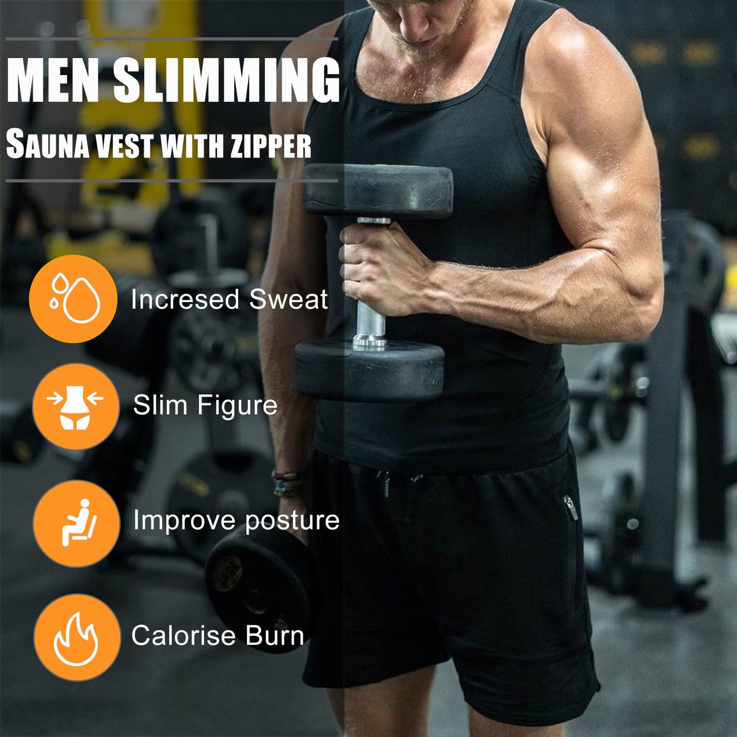 BXVX Sauna Suit Sweat Waist Trainer Vest for Men Sweat Workout Tank Top Shaper L/XL