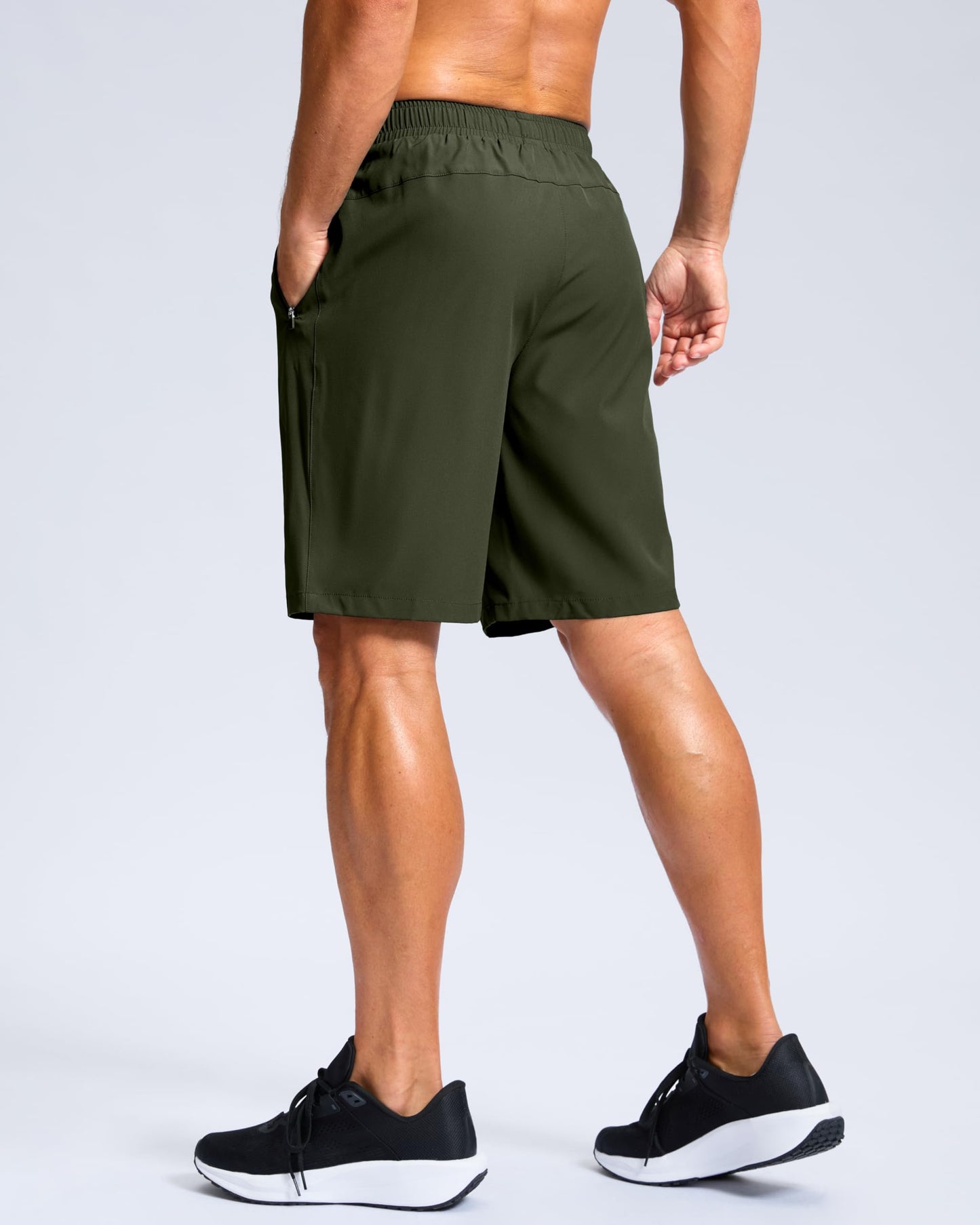 G Gradual Men's Athletic Running Shorts with Zipper Pockets Quick Dry 7"/ 5"/ 9" Workout Gym Shorts for Basketball Hiking(Olive,9M)