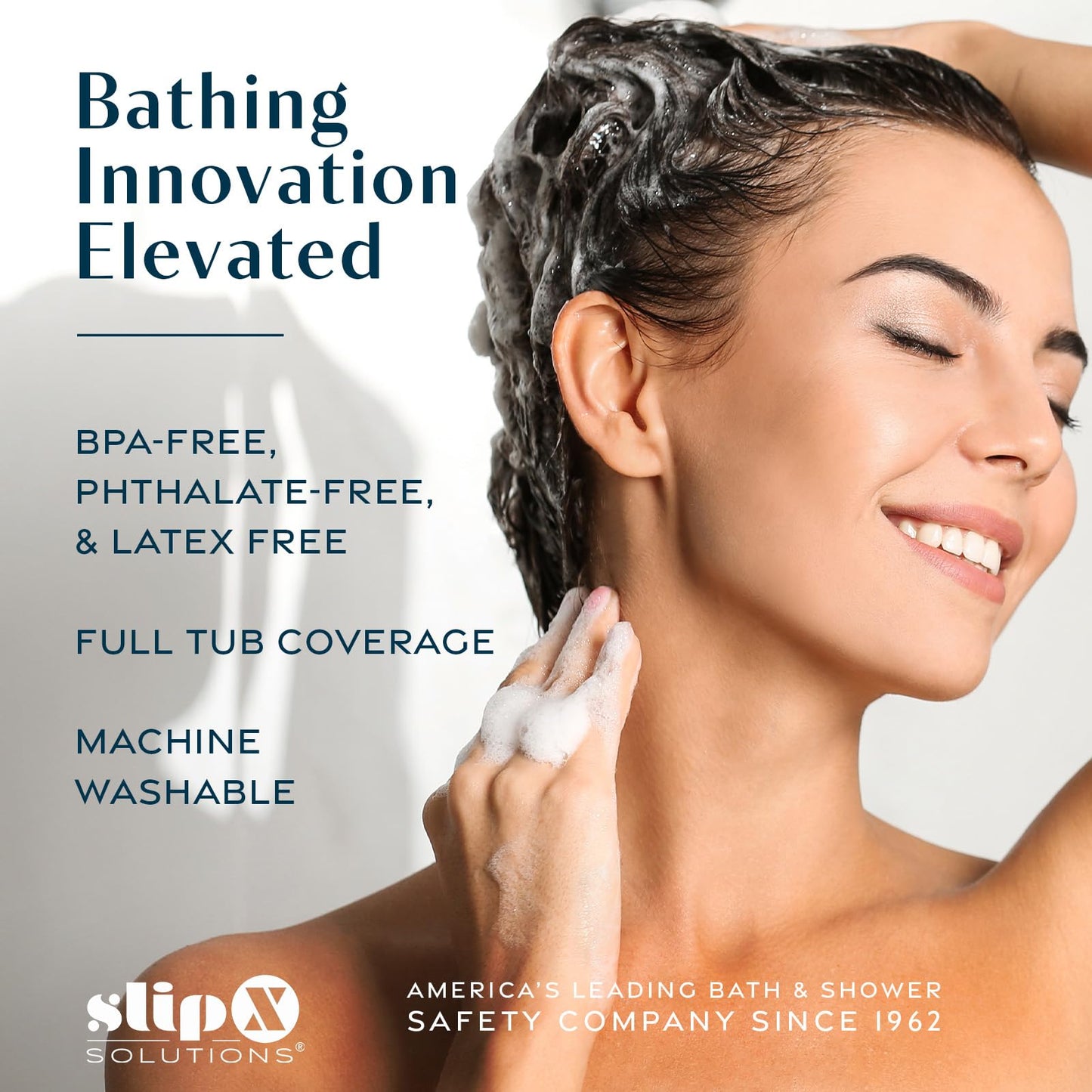 SlipX Solutions Power Grip Bathtub Safety Mat | Precision Grip Technology for Longer, Stronger, & Softer Wet Surface Protection | Solid Gray 39"x16"