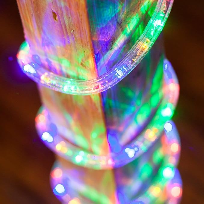 WYZworks 576LEDs 50ft LED Outside Rope Lights, Outdoor ETL Certified Waterproof Permanent 360 Degree Light Emitting, Flexible Tube, Connectable, Christmas Palm Tree Exterior Landscape, Colorful