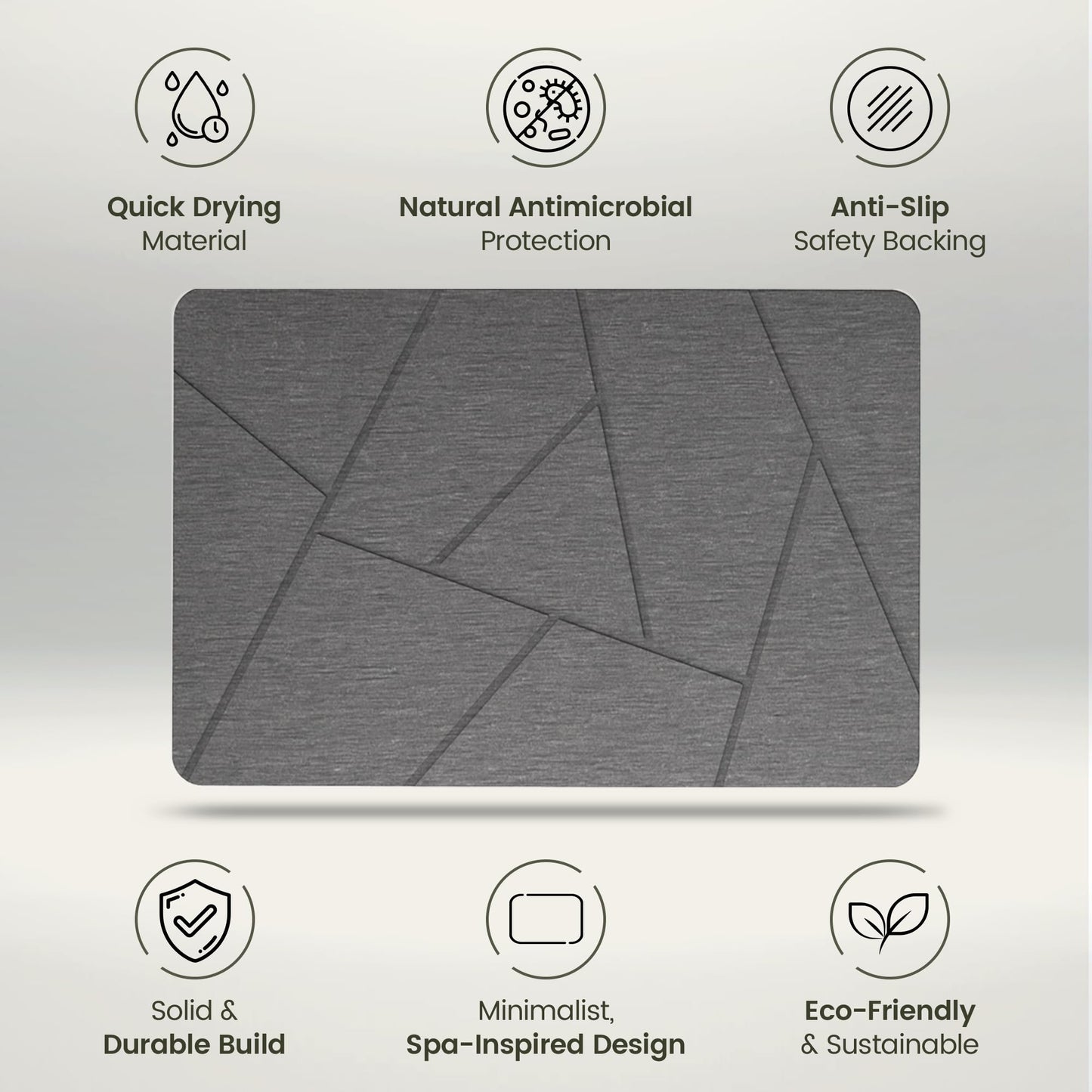 Solvio Quick Dry Shower Stone Bath Mat, Super Absorbent & Non-Slip 24 x 16 Inch Diatomaceous Earth Mat, Durable & Easy to Clean Diatomite Bath Mat for Bathroom Floor/Kitchen (River Silt)