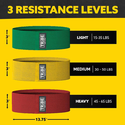 Tribe Lifting Fabric Resistance Bands for Legs - Workout Bands Resistance Bands for Men and Women - Booty Bands for Working Out - Exercise Bands Resistance Bands Set - Elastic Bands for Exercise