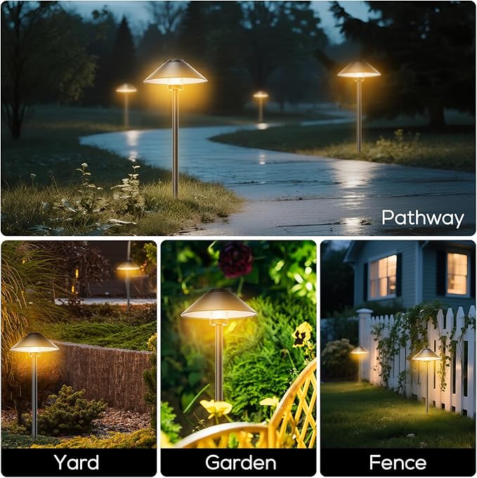 Banord Outdoor Landscape Path Lights, 4 Pack LED Pathway Lights, Low Voltage Garden Lighting Wired with IP65 Waterproof for Walkway Yard Garden