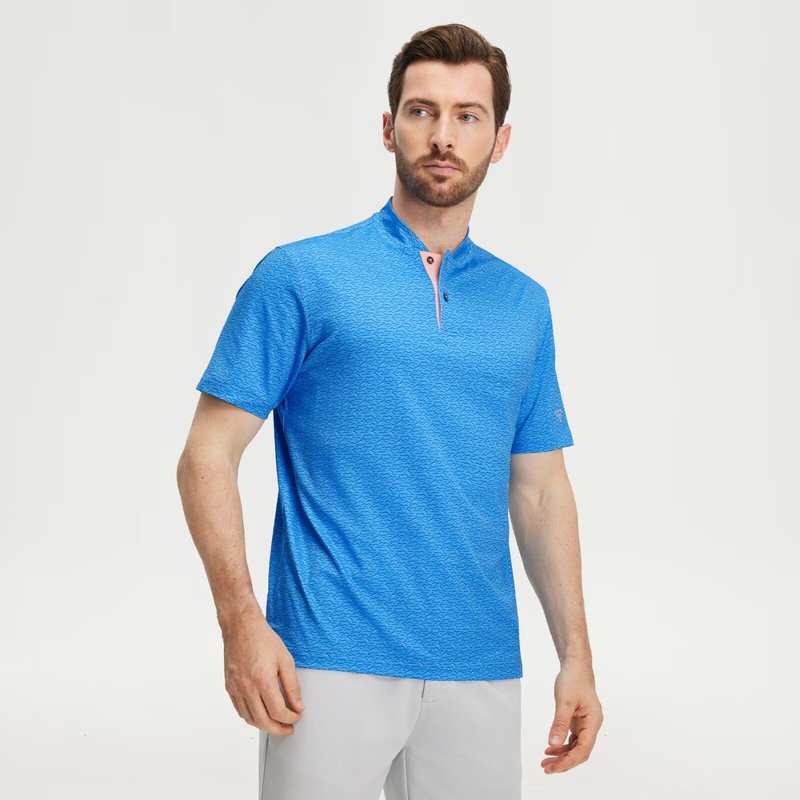 M MAELREG Henley Shirts for Men Printed Polo Shirts Collarless Lightweight Stretch Athletic Casual Short Sleeve