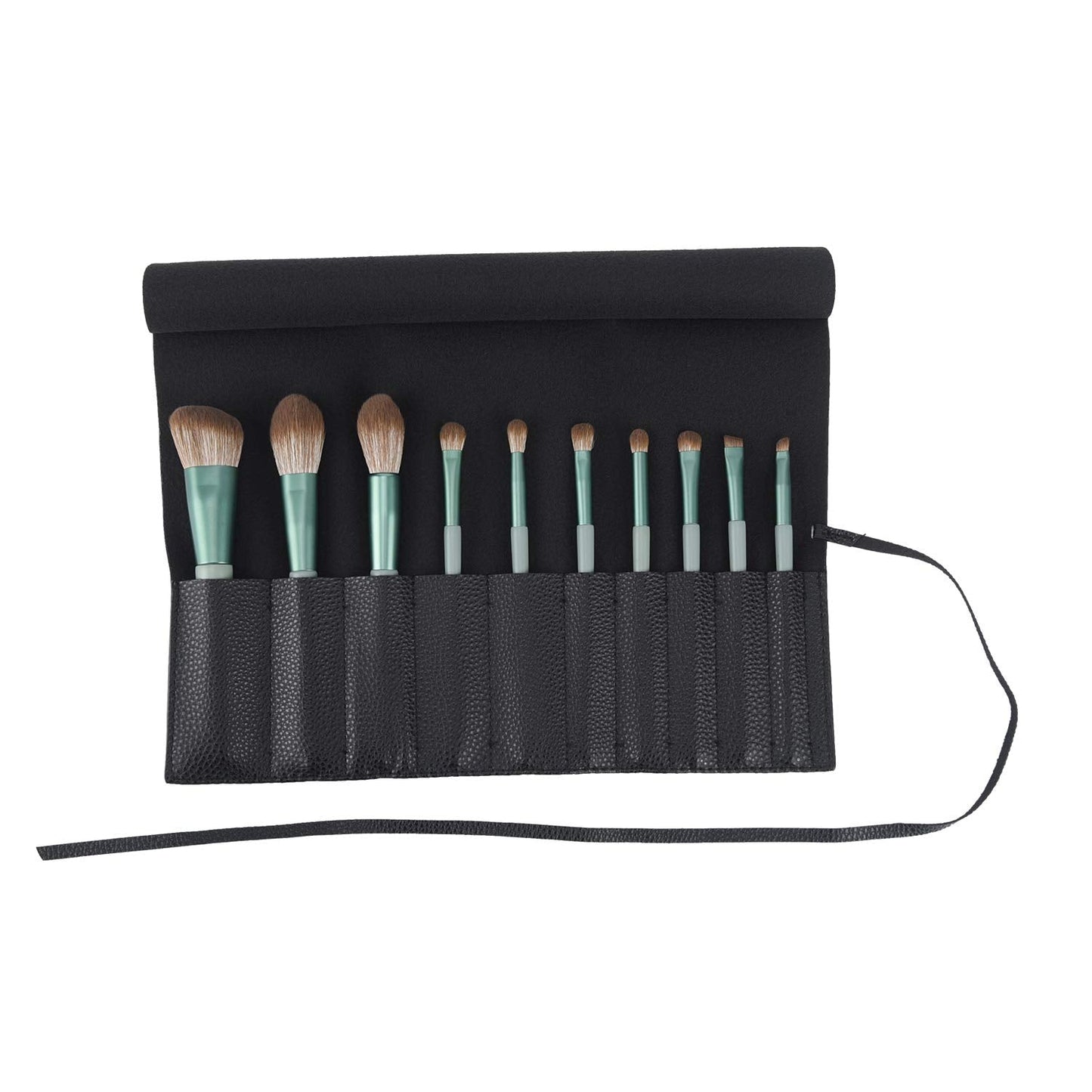 Bird&Fish Makeup Brush Case Travel, makeup brush bag，makeup brush silicone case roll up bag,Rolling Bag Storage Case PU Leather,Holder Organizer Brushes Pouch Cosmetic Bag for Travel(Black)