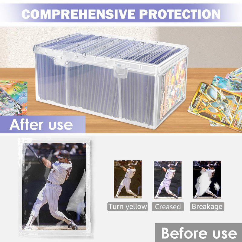 Trading Card Storage Box with 2 Dividers,Toploads Storage Box Plastic Baseball Card Storage Box for 500+ Sports Cards 100+ Top Loads for MTG Magic TCG Yugioh Playing Card Case Holder (1 Pack)