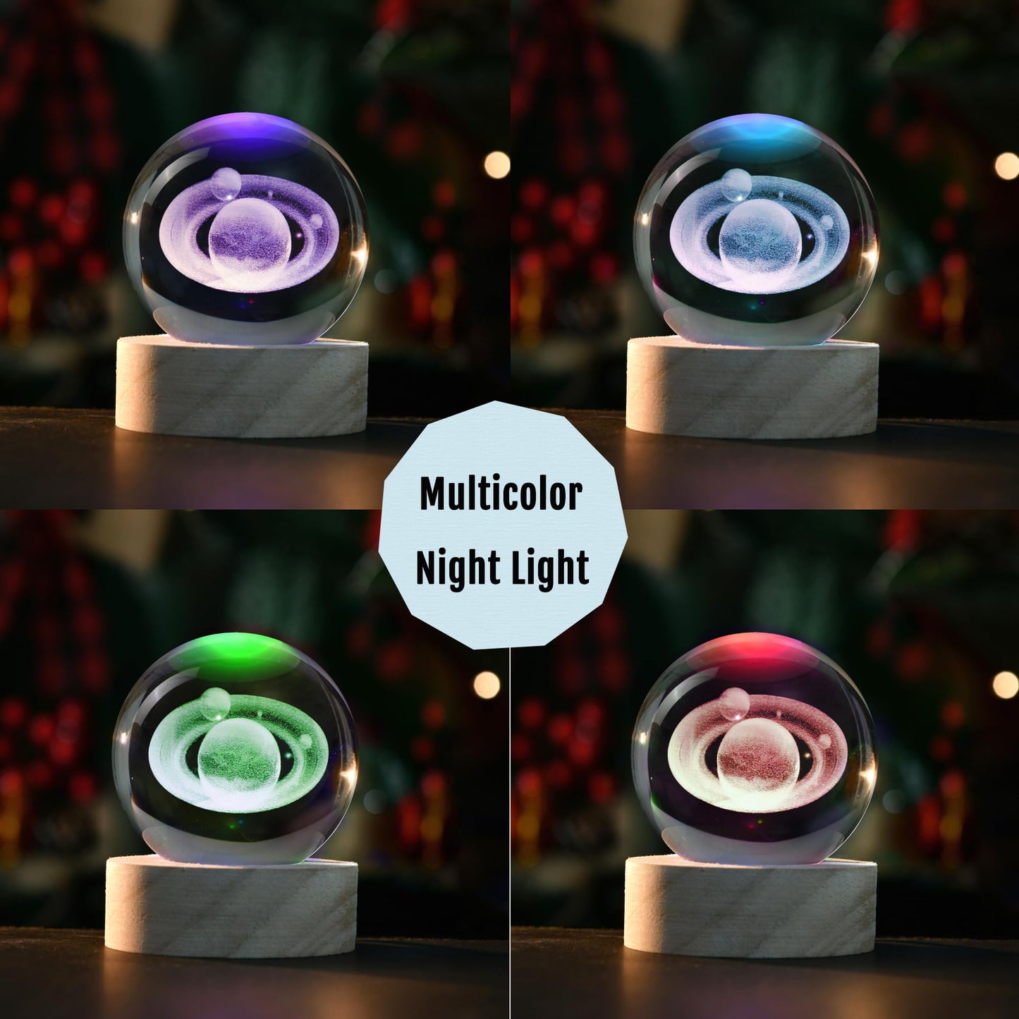 IFOLAINA Saturn Gifts for Boyfriends Husbands 3D Saturn Crystal Ball Lamp Planet Model Decor Space Universe Gifts for Astronomy Lovers