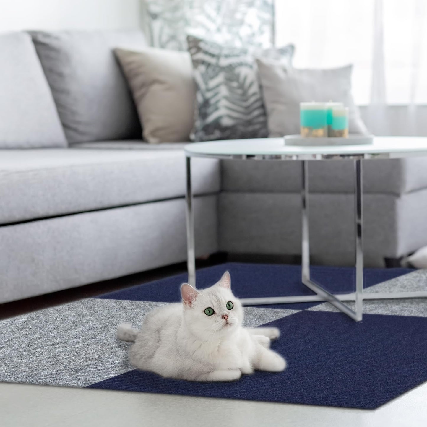 CUCOS 24" x 24" Peel and Stick Carpet Tiles, Soft Pad, Non-Slip, DIY for Bedroom, Living Room - 20 PCS