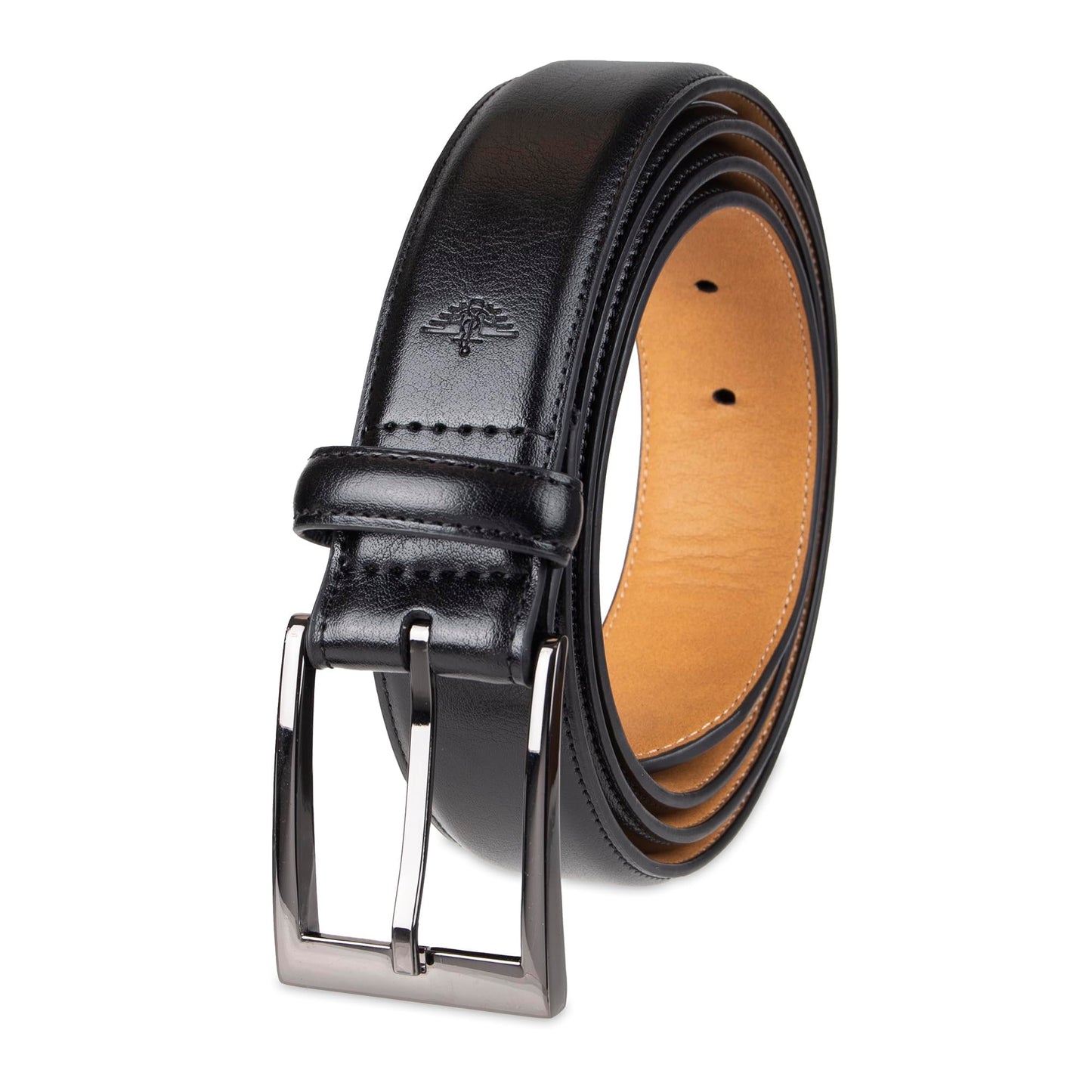 Dockers Men's Leather Dress Belt, Deep black, 32