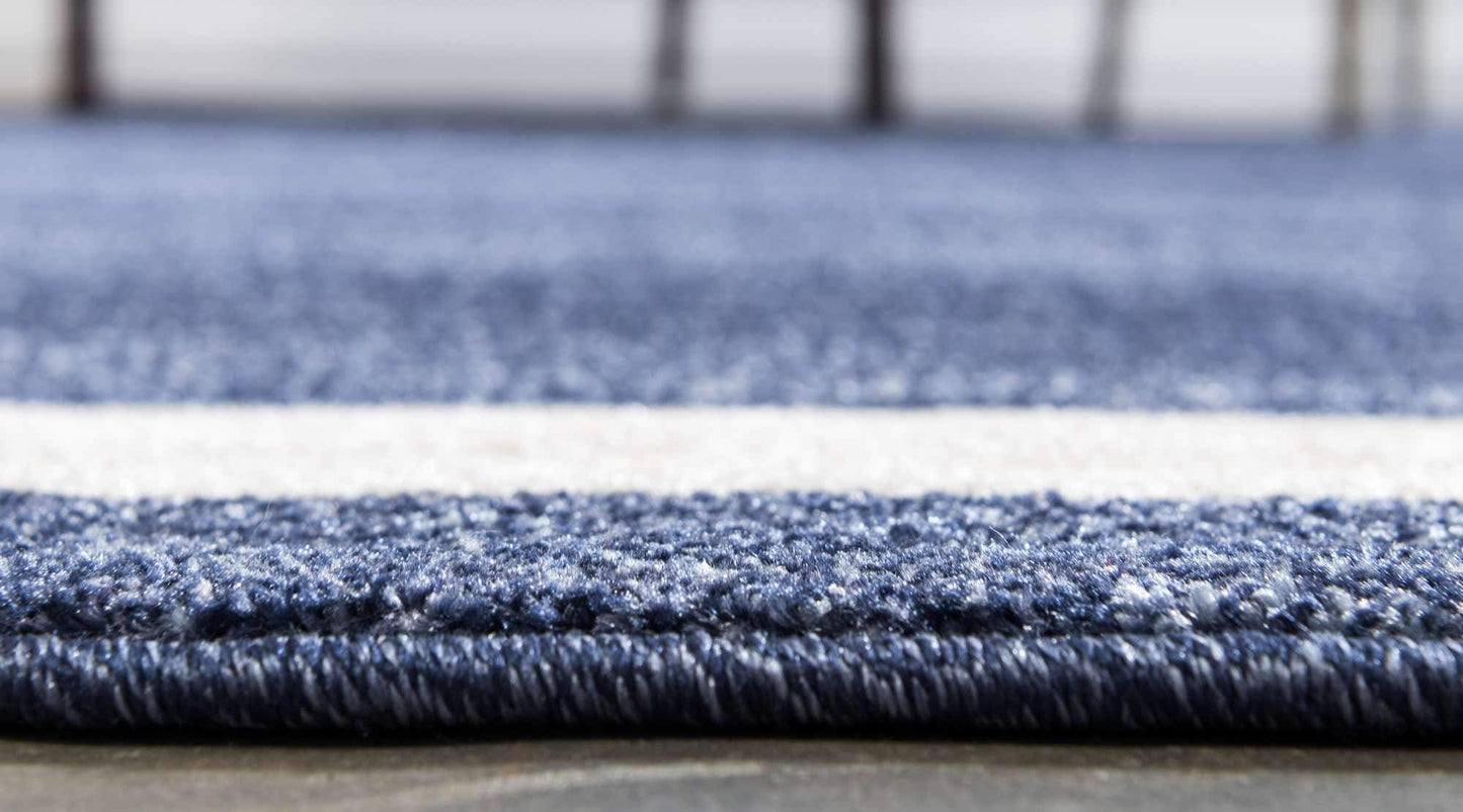Unique Loom Del Mar Collection Area Rug - Maria (5' 3" x 8' Rectangle, Navy Blue/ Ivory)