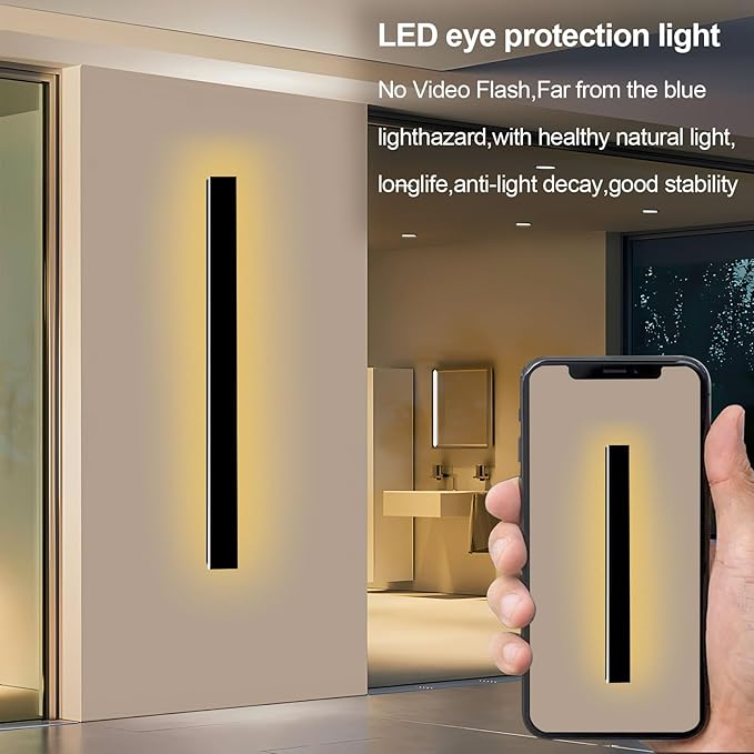 24 Inch Outdoor Wall Lights 2 Pack, Long Outdoor Wall Sconce LED IP65 Waterproof Modern Linear Sconces 3000K Wall Mount Exterior Light Fixtures for House Garage Porch Patio