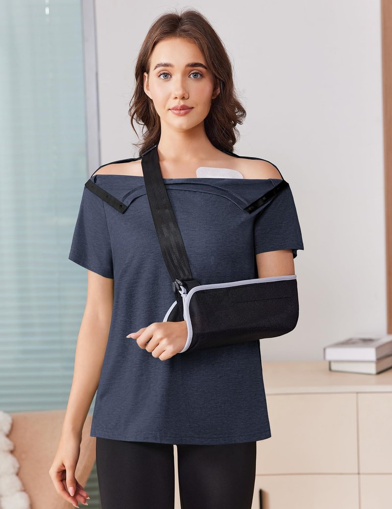 Deyeek Women's Post Shoulder Surgery Shirts Side Snap Tear Away Adaptive Clothing Short Sleeve Dialysis Recovery Shirts Blue Purple XL