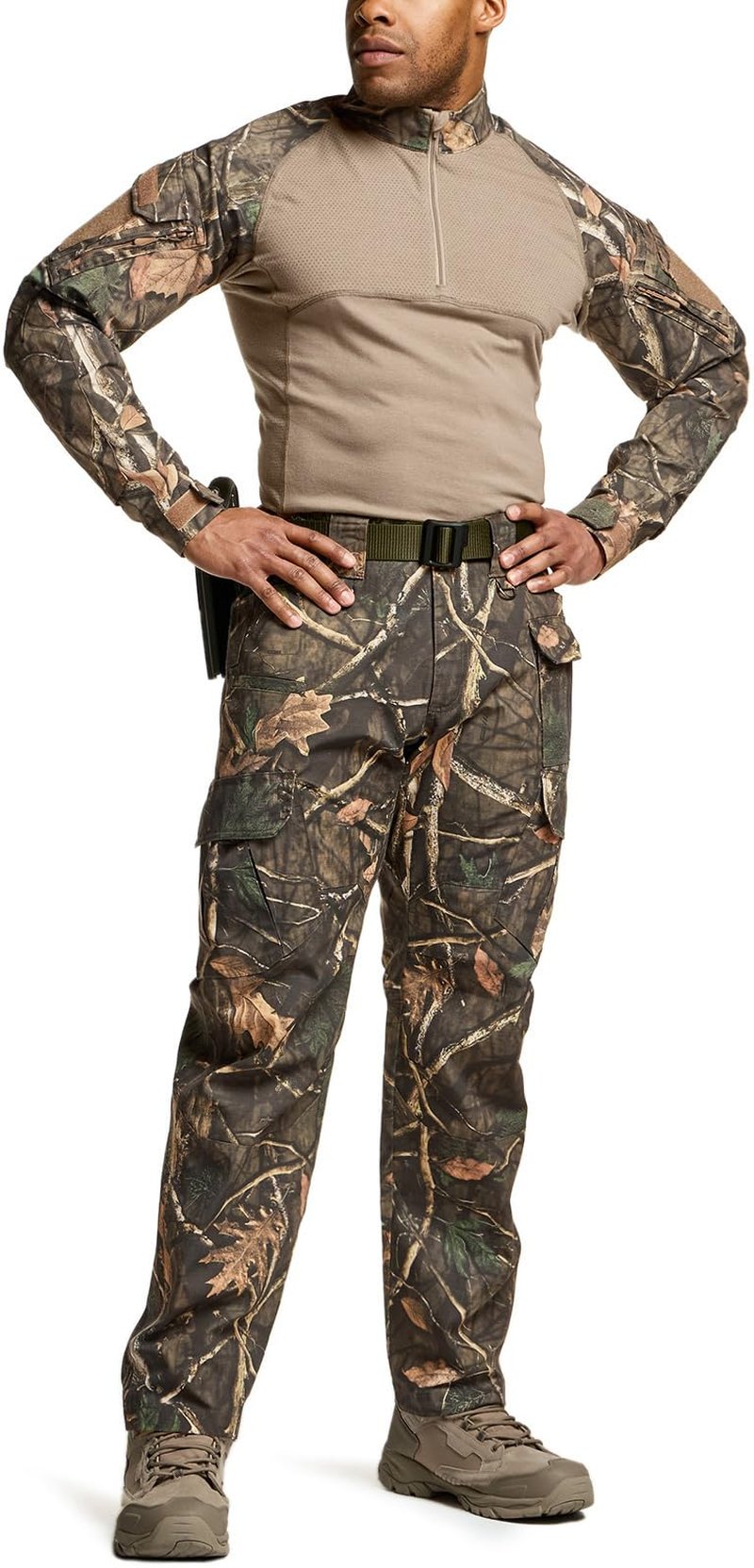 CQR Men's Tactical Pants, Water Resistant Ripstop Cargo Pants, Lightweight EDC Work Hiking Pants, Outdoor Apparel, Duratex Mag Pocket Print Hunting Camo, 30W x 30L