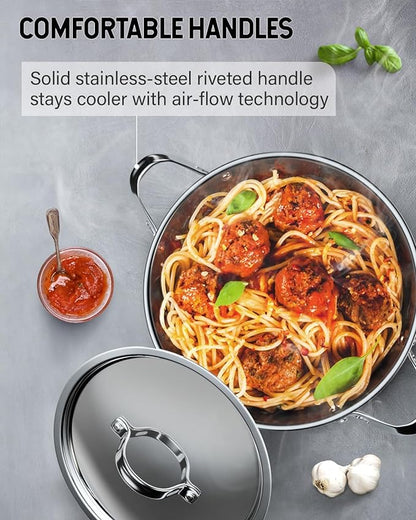 Cooks Standard Classic 8 Quart Stock Pot with Lid, Stainless Steel Pasta Pot