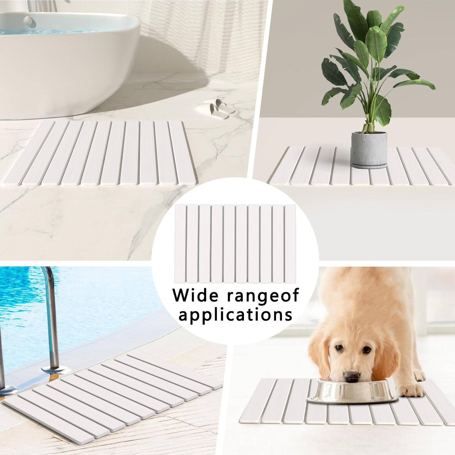 Foldable Stone Bath Mat 60x39cm | Quick-Dry Diatomaceous Earth Bath Rug with PVC Anti-Slip Base | Bathroom, Kitchen, Pet-Friendly Water Absorbent Mat
