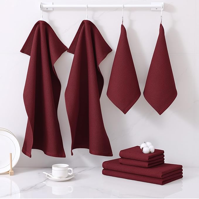 Homaxy 100% Cotton Kitchen Towels and Dishcloths Set