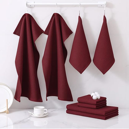 Homaxy 100% Cotton Kitchen Towels and Dishcloths Set