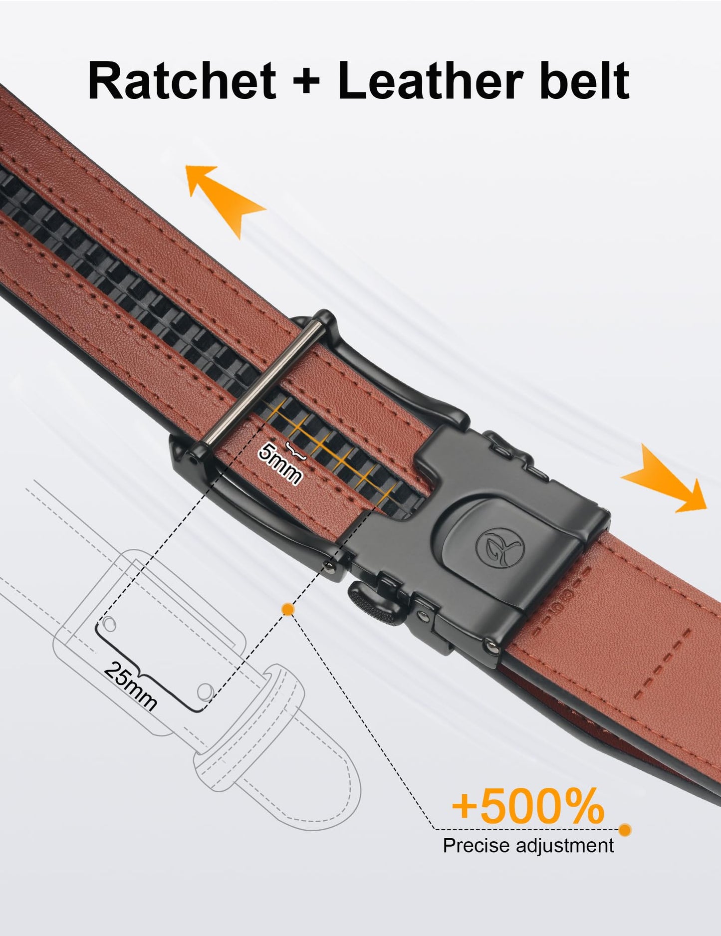 JUKMO 1.5" (38mm) Leather Ratchet Belt for Men in Gift Box (Black, Medium)