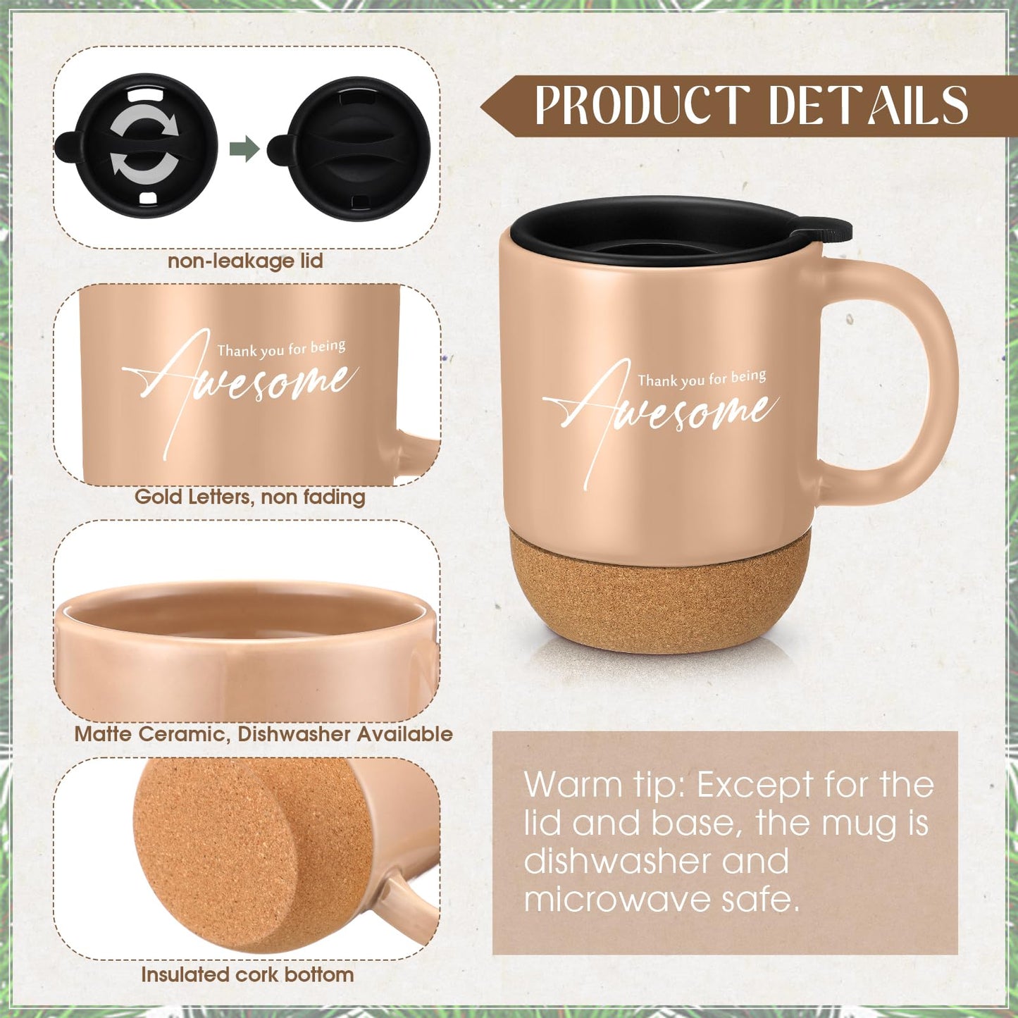 Sayglossy 4 Pcs Thank You Gifts Set for Women Men Administrative Professional Day Employee Appreciation Notebook Coffee Mug Scented Candle Ballpoint Pen for Teacher Nurse Coworker Volunteer