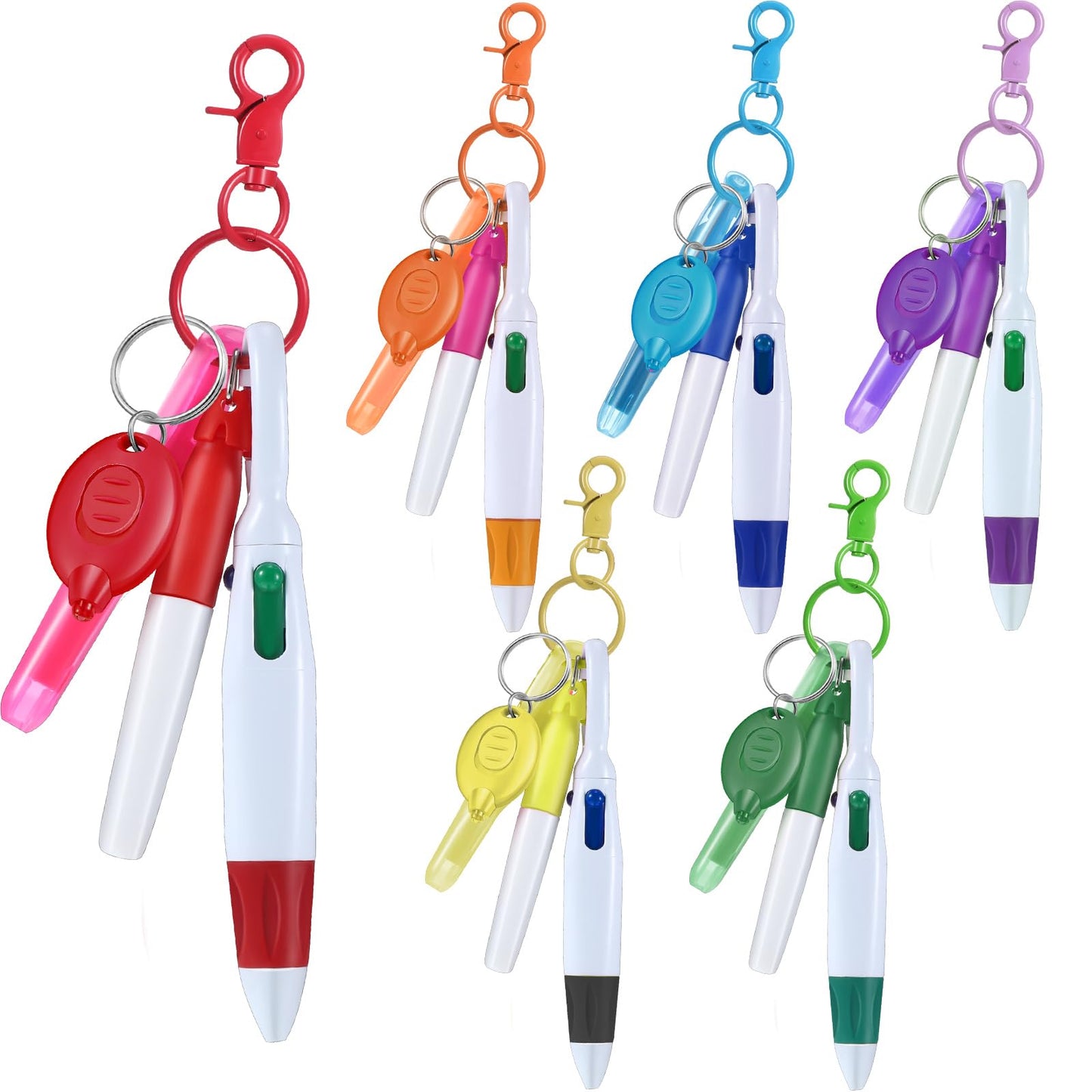 Chinco 30 Pcs Nurse Badge Pen Set Nurse Week Gifts CNA Retractable Shuttle Pen Clip with Mini Highlighter Marker LED Keychain