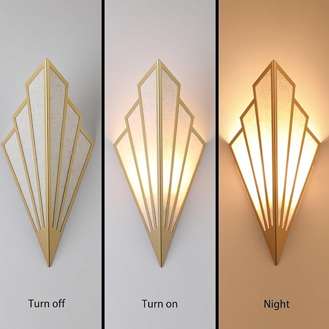 Modern style wall light set of two,Battery operated wall sconces with remote control,Wireless art deco lighting fixture for living room,6 RGB colors dimmable(With bulbs+remote control+charging cable)