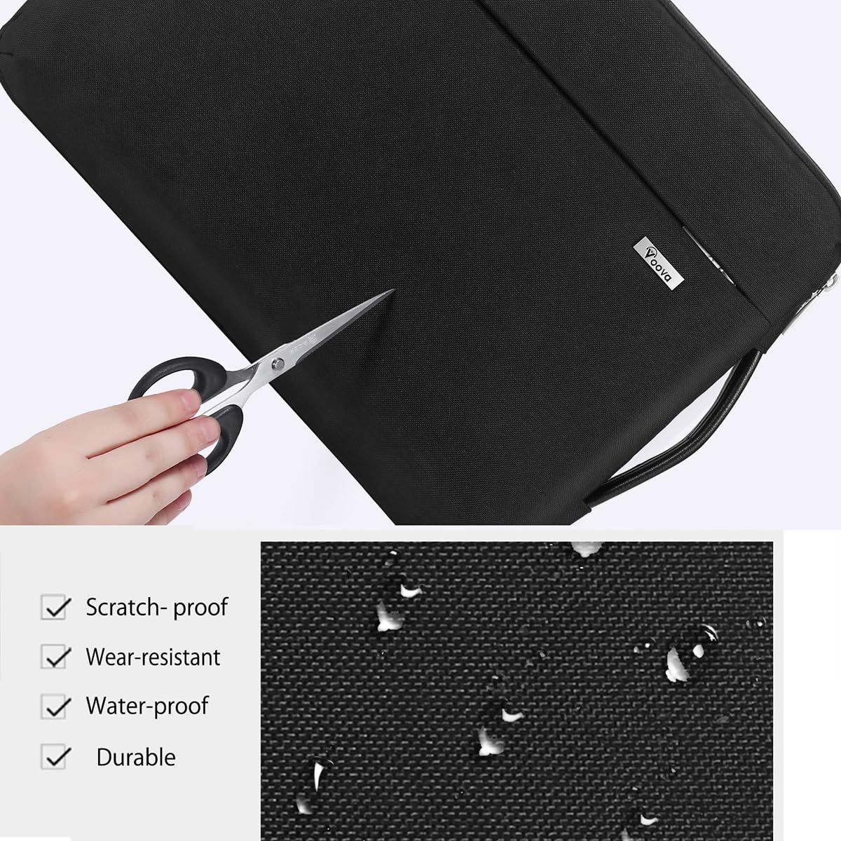Voova Laptop Sleeve Case 13 13.6 Inch with Handle, 360°Protective Waterproof Slim Computer Bag Cover Compatible with MacBook Air 13 M1/M2/M3/M4 2020-2024, MacBook Pro 13, IPad Air/Pro 13, Black