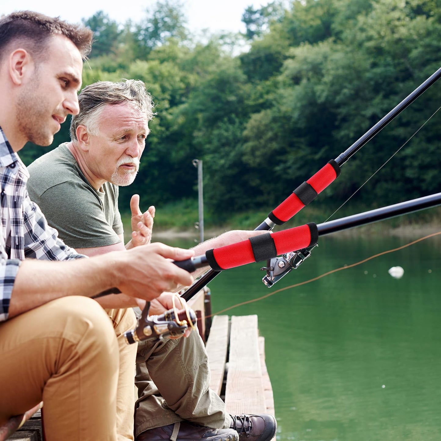 Quilax 6 Pcs Lure Wraps, 5.9 Inch Fishing Lure Wraps, Bait Gloves Lures Shield for Fishing Rod, Fish Hook Storage Protectors, Pole Sleeve Guard for Protecting Fishermen(Red)