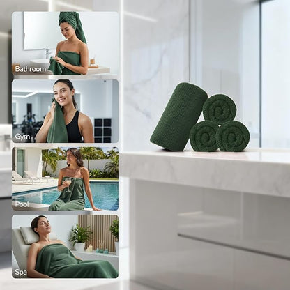 REDKISS 4 Pack Premium Bath Towels, Plush Coral Fleece Towels