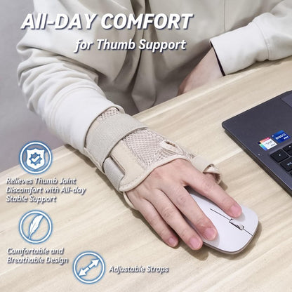 Hamshine New Updated Thumb Brace for Women and Men, Reversible Trigger Thumb Splint for Day & Night Support, Breathable Thumb Stabilizer for Arthritis, Tendonitis, Sprains Thumb Pain Relief (Khaki)