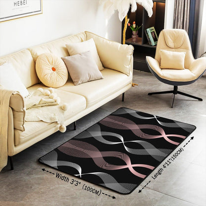 Erosebridal Geometric Area Rug 4'11" x 3'3" Spiral Living Room Rugs for Kids Women Stripe Lines Printed Modern Abstract Black Pink Decorative Carpet Rectangular Indoor Floor Mat