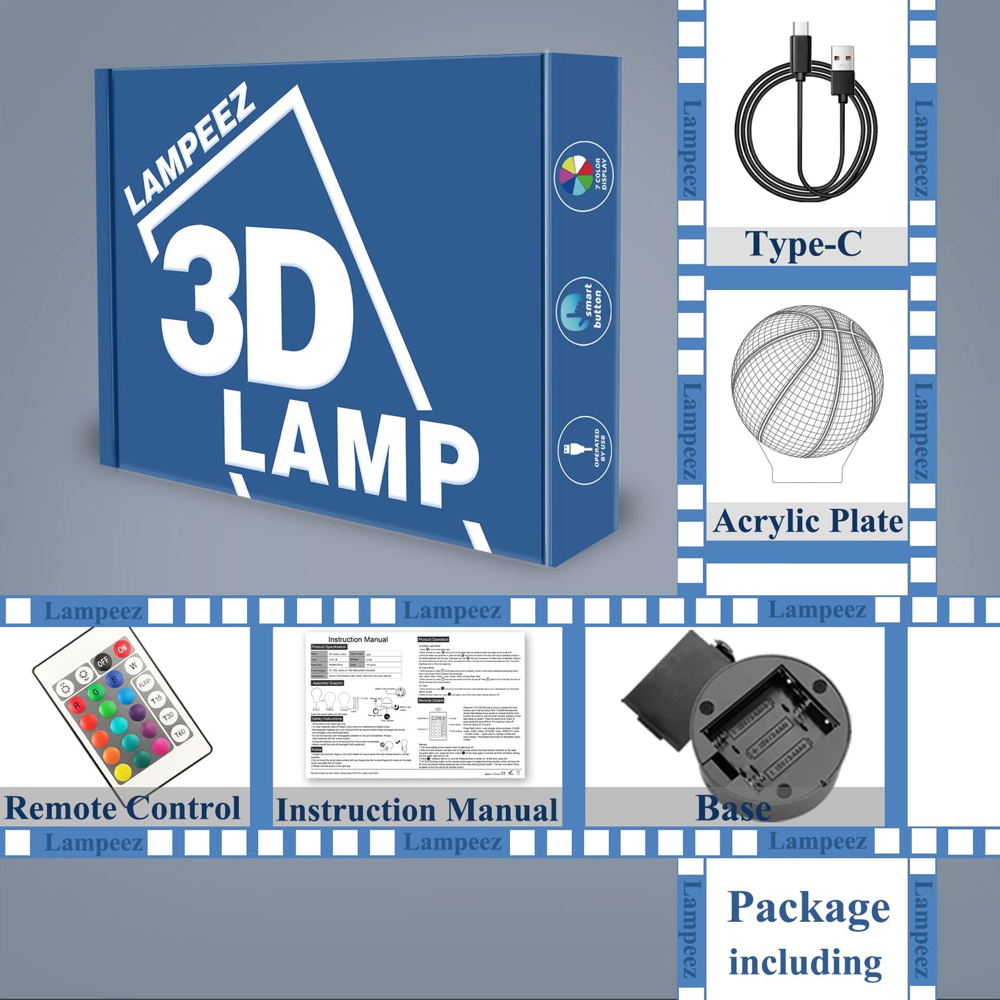 Lampeez Basketball Night Light Kids 3D Optical Illusion Lamp with 16 Colors Changing Remote Control Birthday Xmas Valentine Gifts Idea for Sport Fan Boys Girls