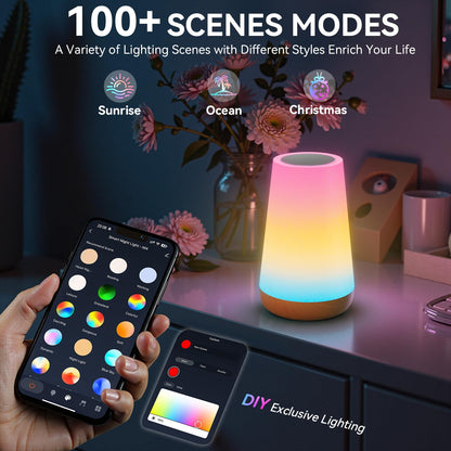 Auxmir LED Night Light Bedside Lamp Touch and Remote Control Dimmable Tabletop 13 RGB Colors Changing 5 Brightness Adjustable Rechargeable Portable Lamp for Baby Kids Nursery Bedroom Bathroom Camping