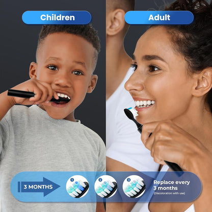 Sonic Electric Toothbrush for Adults - Rechargeable Black Electric Toothbrush with 8 Brush Heads 5 Modes Sonic Power Toothbrush with Travel Cover