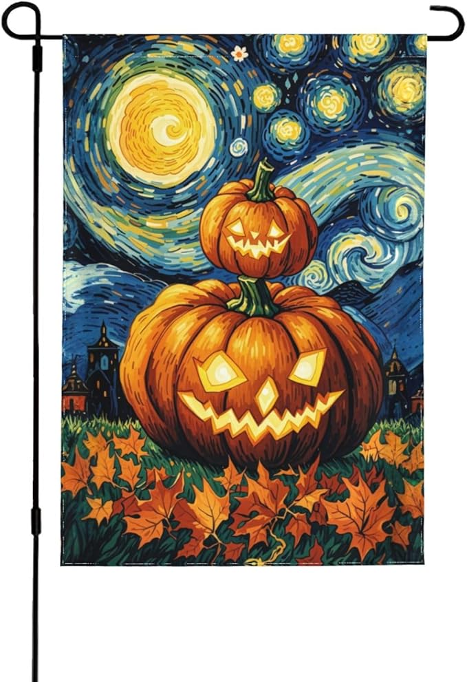 Halloween Scary Pumpkin Garden Flag for Fall Festival Porch Patio Farmhouse Outdoor Yard Decoration Vertical Double Sided Burlap 12.5 x 18 Inch