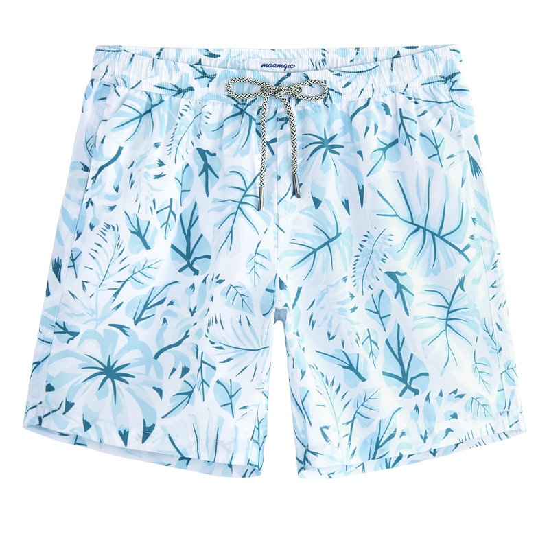 maamgic Mens Swim Trunks Quick Dry Swim Shorts with Mesh Lining Funny Swimwear Bathing Suits 7inch Veined Leaves Blue Small