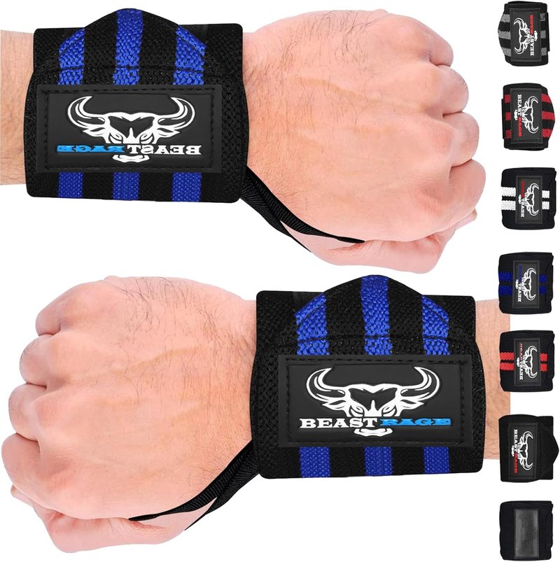 BEAST RAGE Wrist Wraps for Weightlifting - Adjustable Lifting Straps with Thumb Loop for Enhanced Support | Ideal for Powerlifting and Bodybuilding