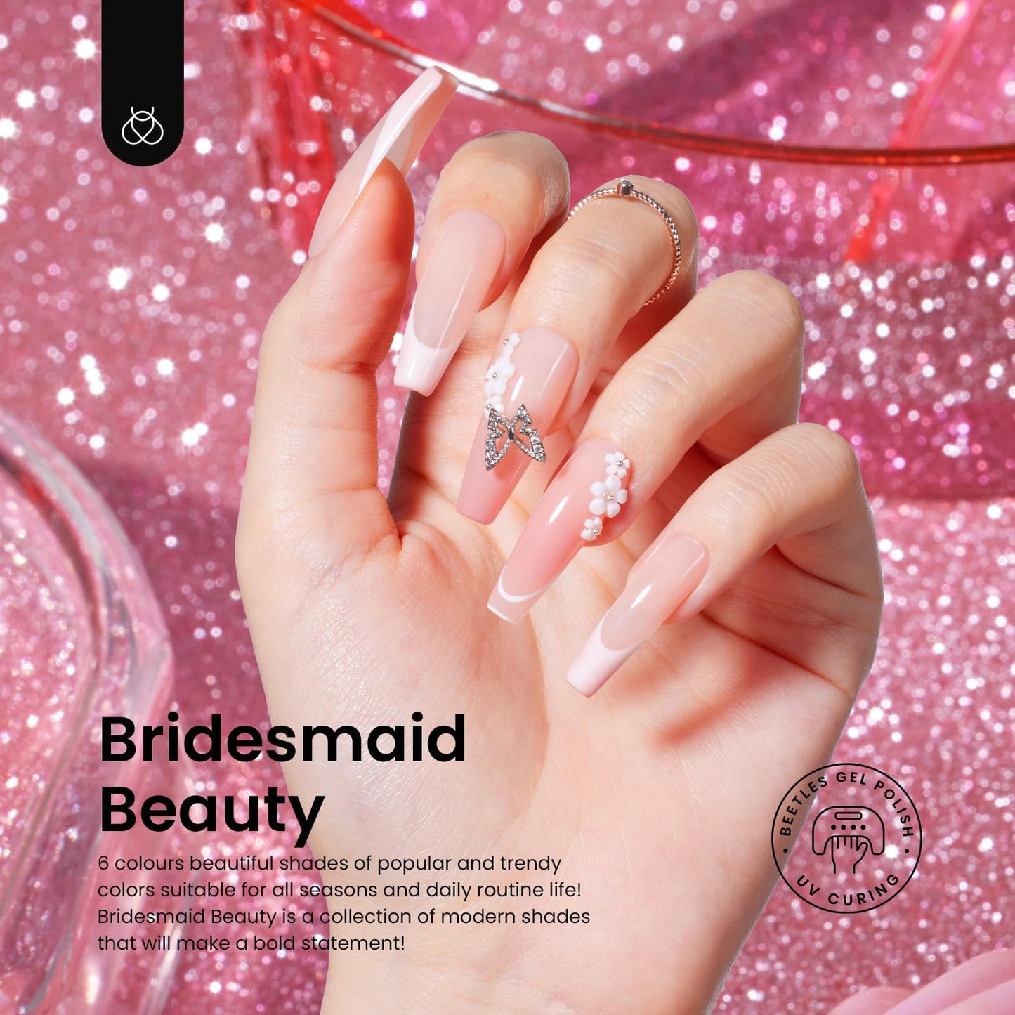 Beetles Cat Eye Gel Nail Polish Set, 6 Colors Glitter Red Pink Shiny Brown Burgundy Purple Blue Green Magnetic Effect Sparkle Stunning Nail Gel Polish Kit Soak Off UV Manicure Gifts for Women